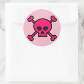 Girly roze Punk schedel Crossbones Ronde Button Ronde Sticker (Tas)