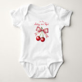 Girly Roze Rode Coquette Cherry Eerste 1e Verjaard Romper (Voorkant)