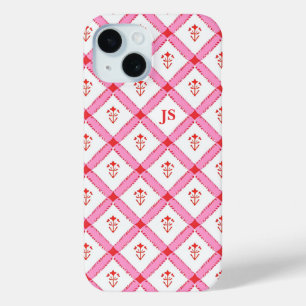 Girly Roze & Rood Patroon met Initialen