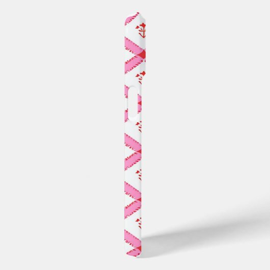 Girly Roze & Rood Patroon met Initialen Case-Mate iPhone Case (Achterkant / Rechts)