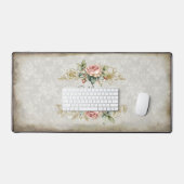  Girly Roze  Rozen & Damask Bureaumat (Keyboard & Muis)