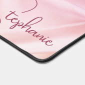 Girly Roze Satijn Script Naam Bureaumat (Hoek)