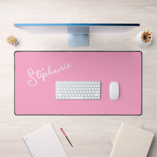 Girly Roze Script Minimalistische gepersonaliseerd Bureaumat