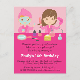 Girly Roze Spa Verjaardagsfeest Uitnodiging