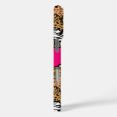 Girly Roze Speelse Dierenprint Harten Naam Case-Mate iPhone Case (Achterkant / Rechts)