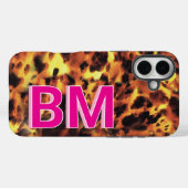 Girly Roze Tortoiseschaal met Initialen Case-Mate iPhone Case (Achterkant (horizontaal))