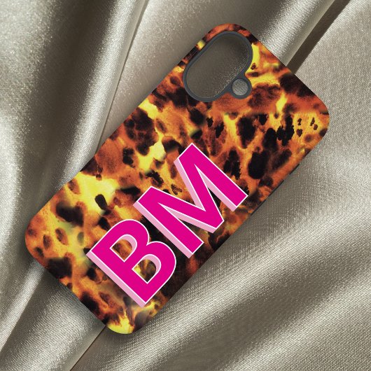 Girly Roze Tortoiseschaal met Initialen Case-Mate iPhone Case
