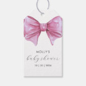 Girly Roze Waterverf Bow Baby shower Cadeaulabel (Voorkant)