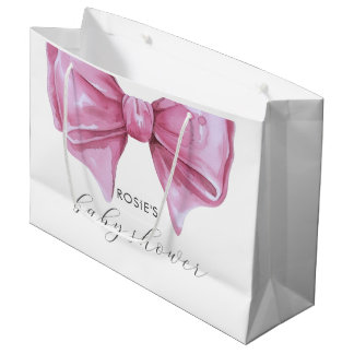Girly Roze Waterverf Bow Baby shower Groot Cadeauzakje