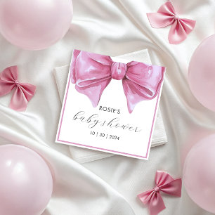 Girly Roze Waterverf Bow Baby shower Servet