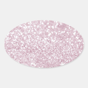 Girly Roze Wit Abstract Glitter Fotoprint Ovale Sticker
