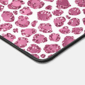 Girly Roze Wit Glam Glitter Luipaard Print Bureaumat (Hoek)