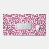 Girly Roze Wit Glam Glitter Luipaard Print Bureaumat (Keyboard & Muis)