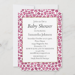 Girly Roze Wit Glam Glitter Luipaard Print Kaart
