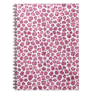Girly Roze Wit Glam Glitter Luipaard Print Notitieboek