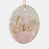 Girly Roze Wit Goud Glitz Glitter Liefde Keramisch Ornament (Rechts)