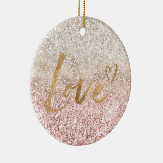 Girly Roze Wit Goud Glitz Glitter Liefde Keramisch Ornament (Rechts)