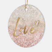 Girly Roze Wit Goud Glitz Glitter Liefde Keramisch Ornament (Links)