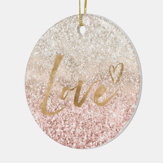 Girly Roze Wit Goud Glitz Glitter Liefde Keramisch Ornament (Links)