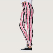Girly roze wit zwart strepen leggings (Links)