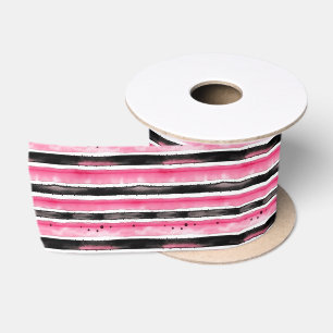 Girly roze wit zwart strepen lint