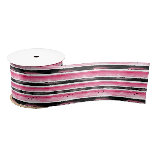 Girly roze wit zwart strepen lint (Spoel)