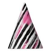 Girly Roze Wit Zwart Zebra Strepen Feesthoedjes (Rechts)