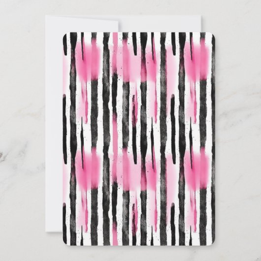 Girly Roze Wit Zwart Zebra Strepen Kaart (Achterkant)
