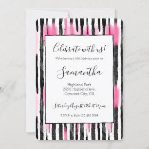 Girly Roze Wit Zwart Zebra Strepen Kaart