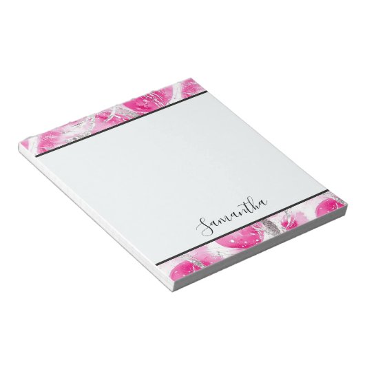 Girly Roze Witte Abstracte Cirkels Notitieblok (Schuin)