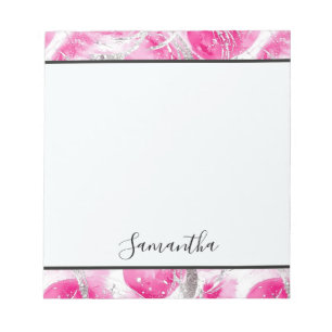 Girly Roze Witte Abstracte Cirkels Notitieblok