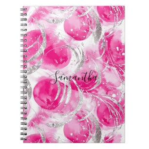 Girly Roze Witte Abstracte Cirkels Notitieboek