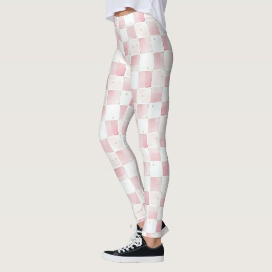 Girly Roze Witte Chic Squares Leggings (Links)