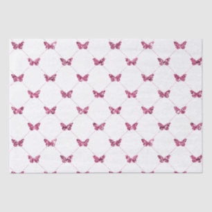 Girly roze witte glitter vlinders tissuepapier