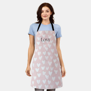 Girly Roze Witte Harten Schort