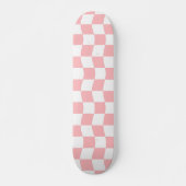 Girly Roze Witte Retro Checker Patroon Skateboard (Voorkant)