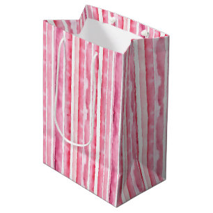 Girly roze witte strepen medium cadeauzakje