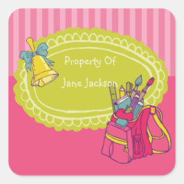 Girly Rugzak Gepersonaliseerde Bookplate Sticker