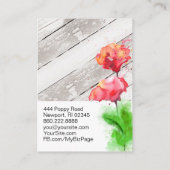** Girly Rustic Red Poppy Flowers  Hout Visitekaartje (Achterkant)