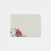 Girly Rustic Roos Monogram Floral Post-it Notes (Voorkant)