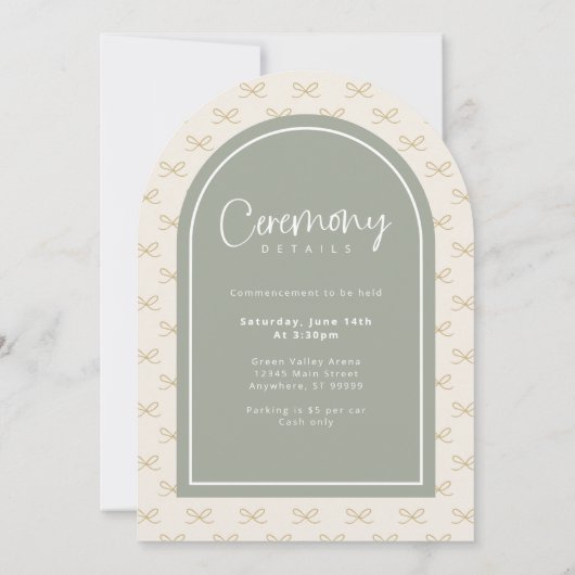 Girly Sage Green Photo Faire-part de graduation (Dos)