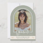 Girly Sage Green Photo Faire-part de graduation (Devant)