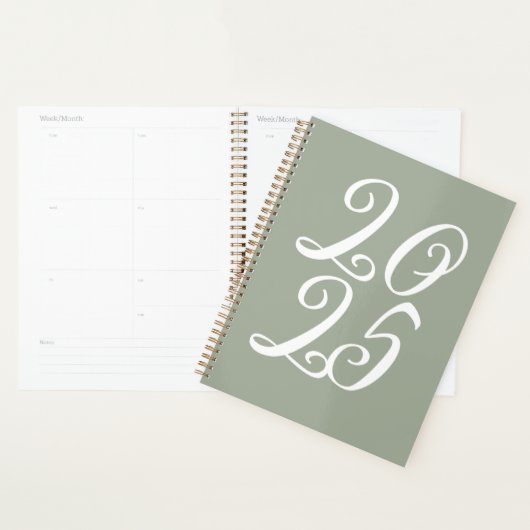 Girly sage groen aangepaste schattig script jaar planner (Display)