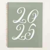 Girly sage groen aangepaste schattig script jaar planner (Voorkant)