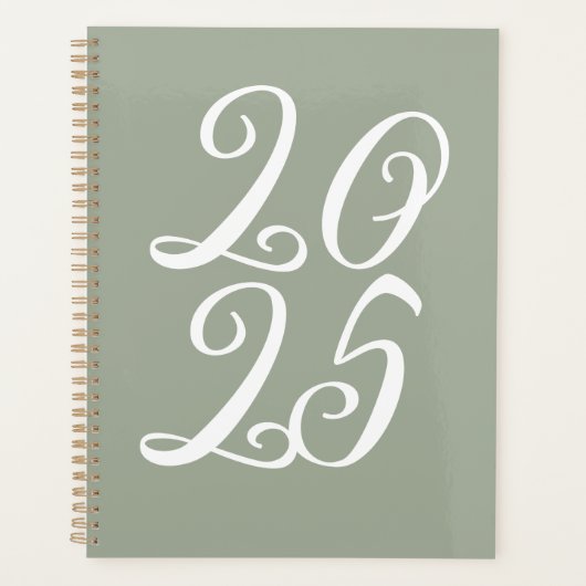 Girly sage groen aangepaste schattig script jaar planner (Voorkant)