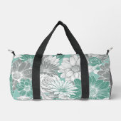 Girly  Sage Groen Bloemen Duffel Bag Plunjezak (Voorkant)