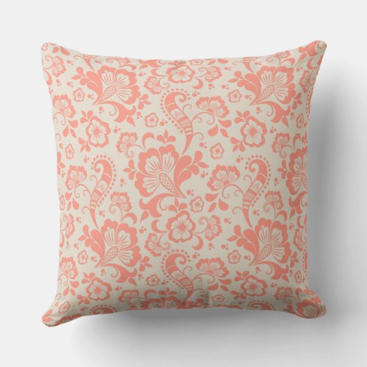 Girly Salmon Floral Pattern Sierkussen (Achterkant)