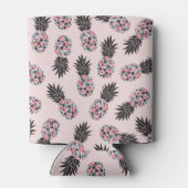 Girly schattig bloemig roze zwart ananas patroon blikjeskoeler (Achterkant)