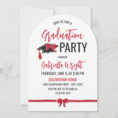 Girly Schattige Red Bows Arch Afstuderen Celebrati Kaart (Achterkant)