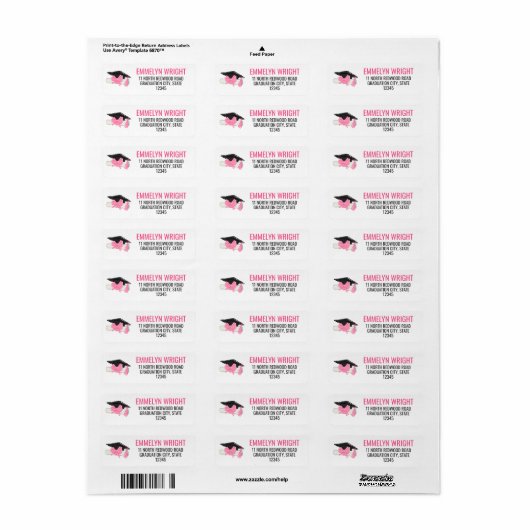 Girly Schattige Roze Bow Diploma Afstuderen Etiket (Full Sheet)